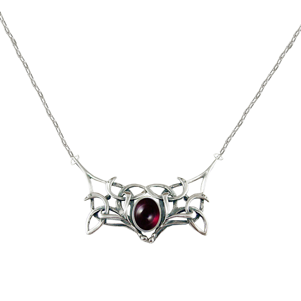 Sterling Silver Celtic Necklace from "The Book Of Kells" With Garnet